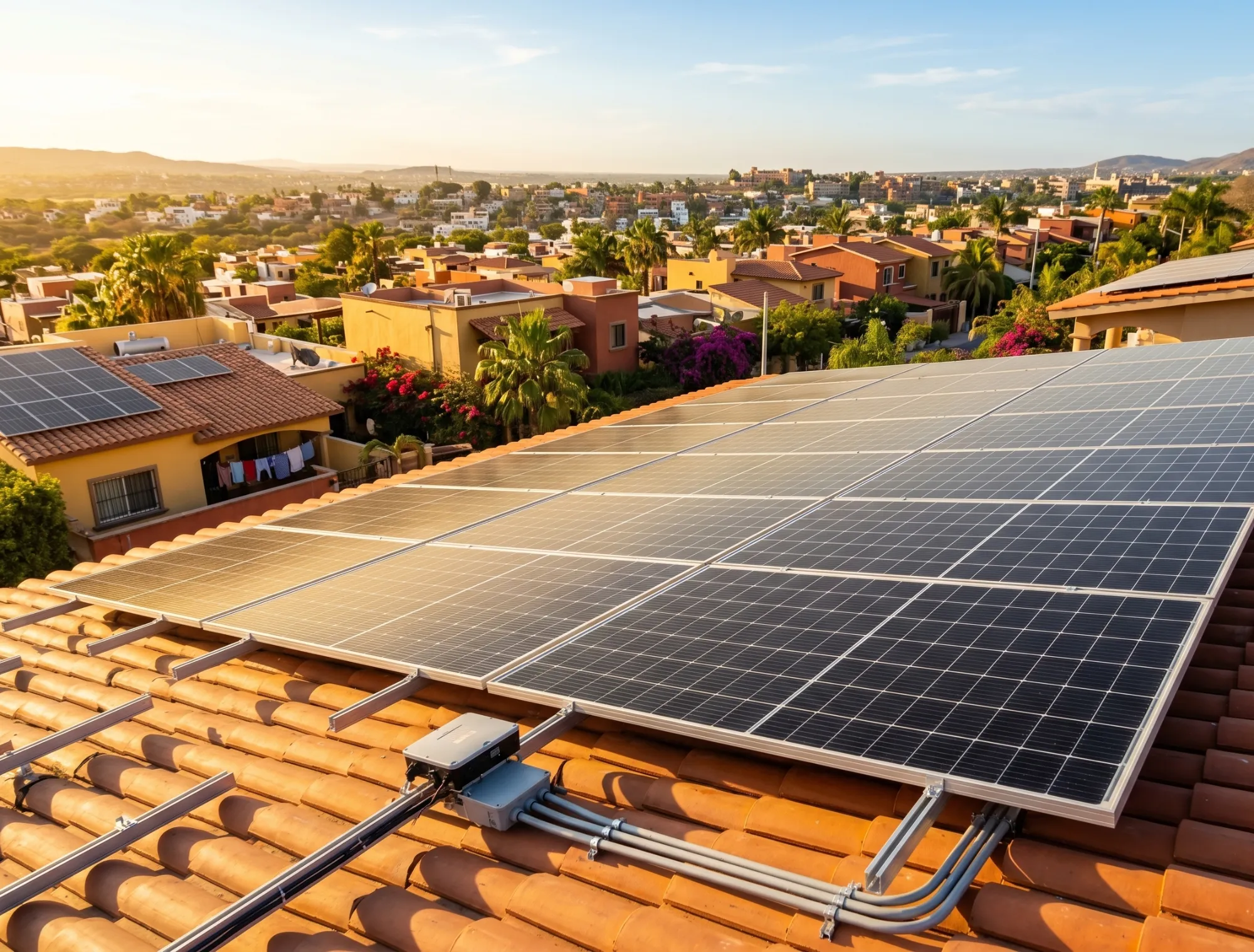 Paneles solares fotovoltaicos instalados por MonTech en un techo